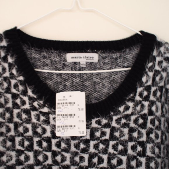 Marie Claire black and white fuzzy sweater NWT - Picture 2 of 5